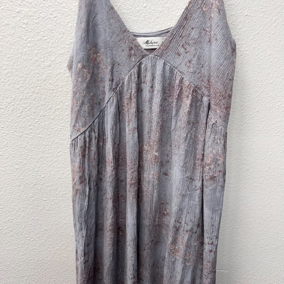 Mahina gray sleeveless strap maxi dress brown splatter boho Hawaii  Size: M - Picture 3 of 6